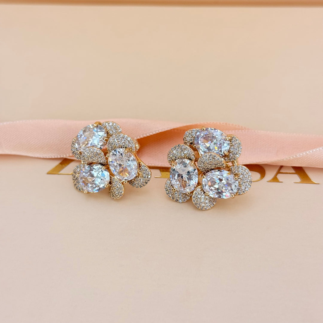 Chunky zircone gold plated stud earrings