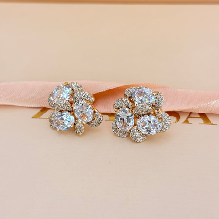 Chunky zircone gold plated stud earrings