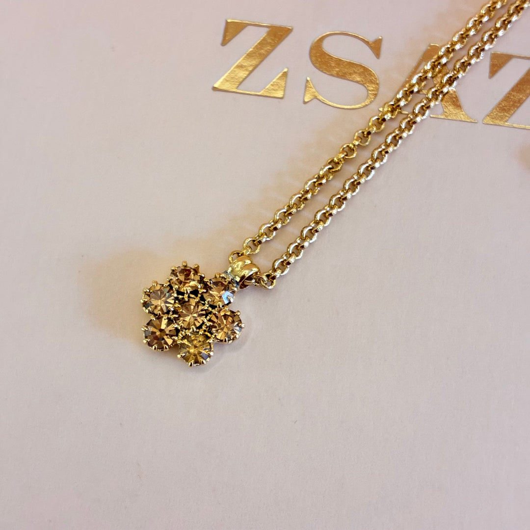 Flower bronze crystals gold plated set