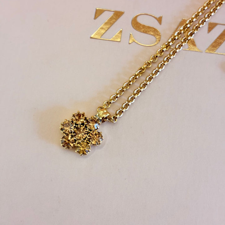 Flower bronze crystals gold plated set