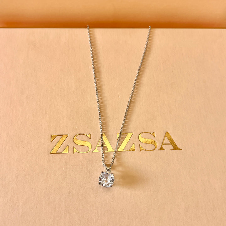 Solitaire zircone white gold plated set