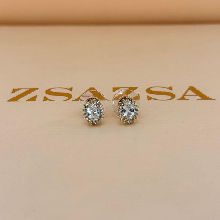 Small oval zircone gold plated studs