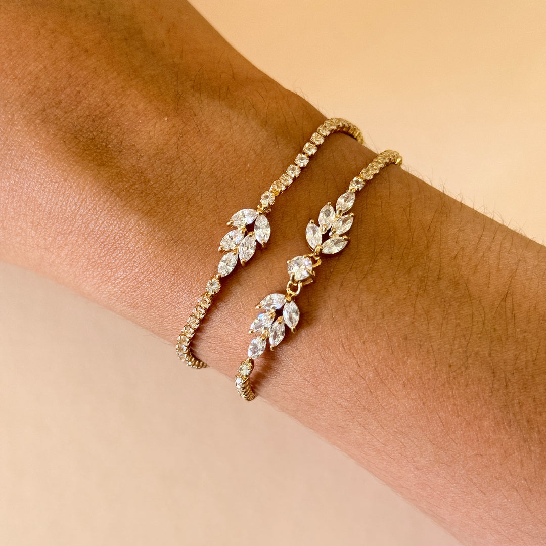 Zircone marquise gold plated double bracelet