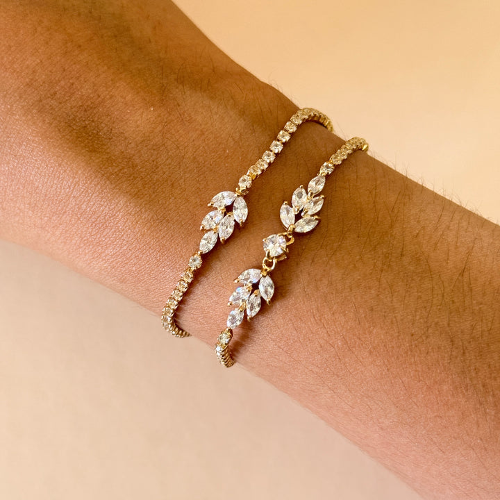 Zircone marquise gold plated double bracelet
