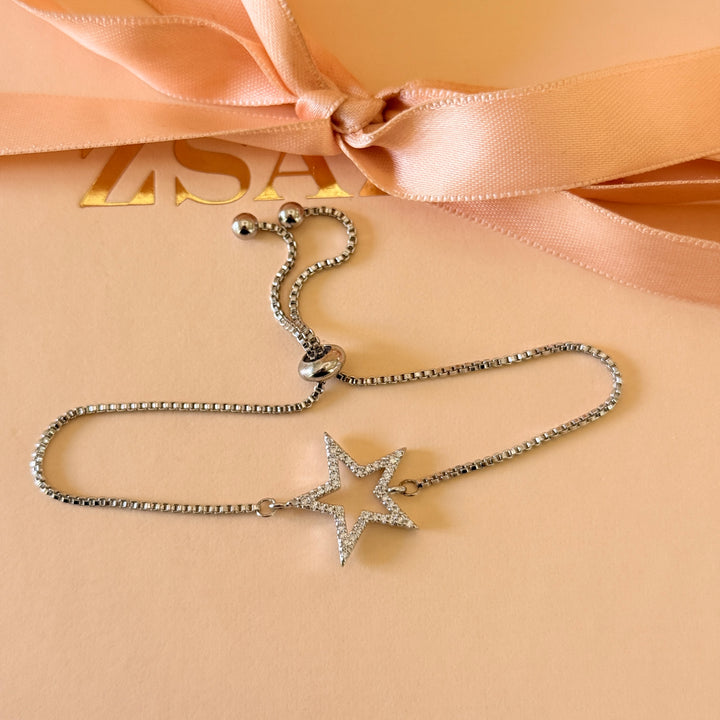 Star in the middle zircone silver bracelet