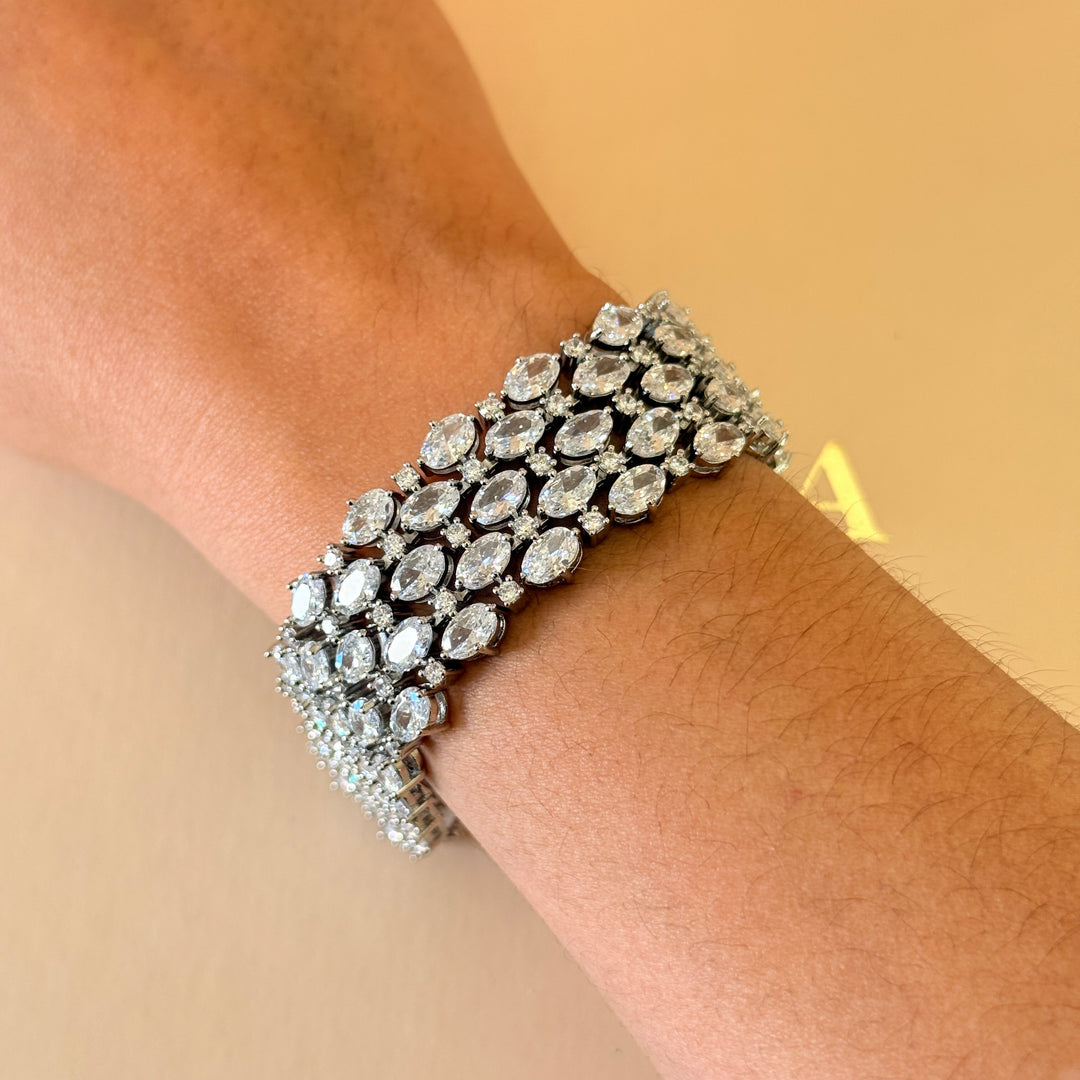 Oval zircone silver bracelet