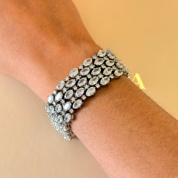 Oval zircone silver bracelet
