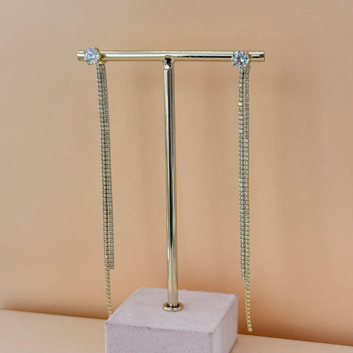 Solitaire studs with long backings zircone gold plated earrings