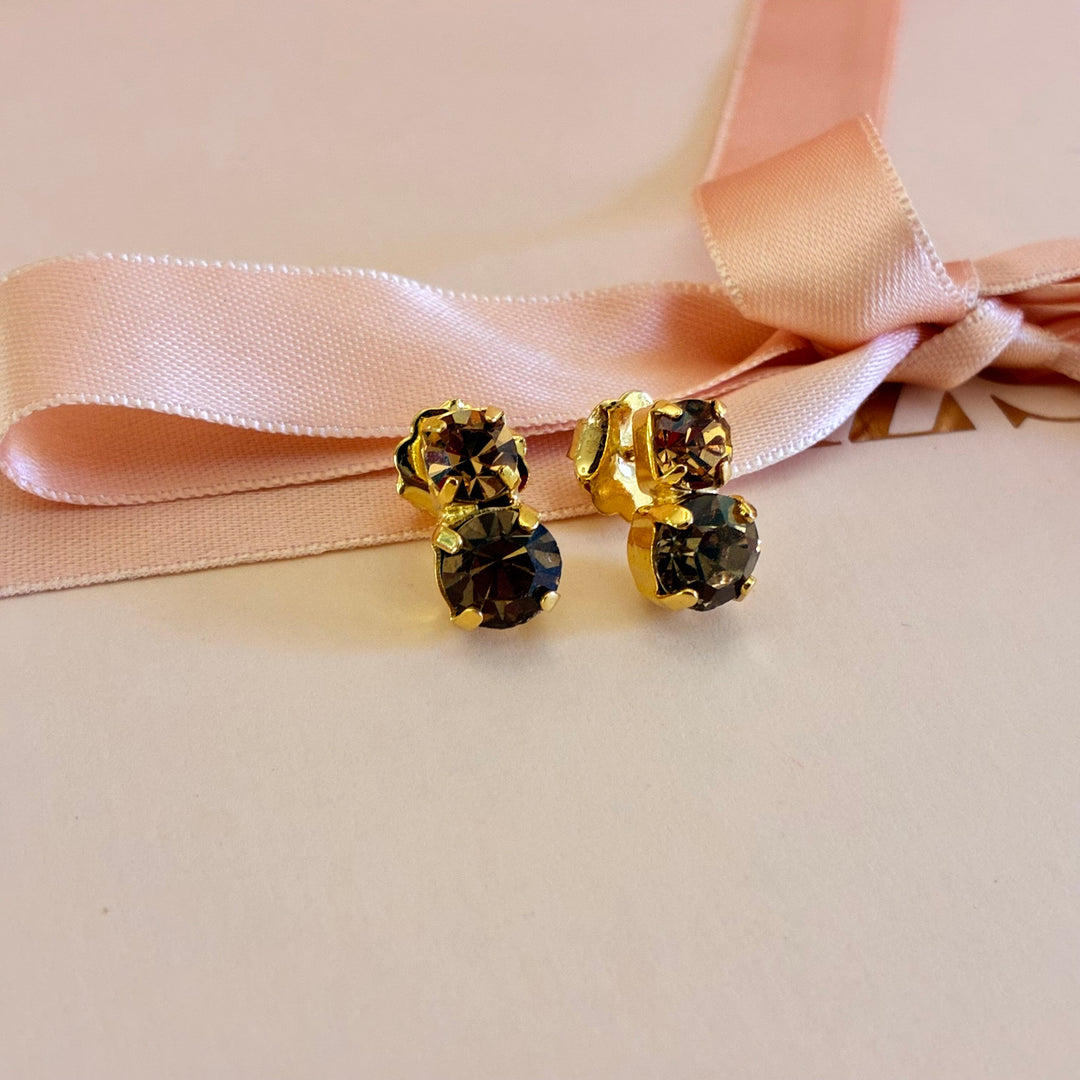 Bronze Swarovski crystals gold plated earrings