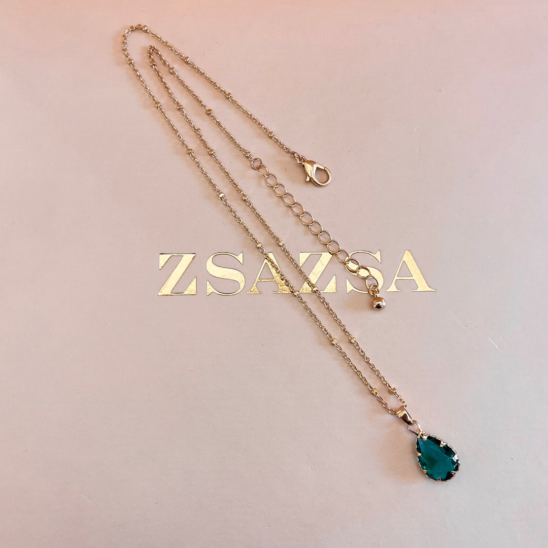 Teardrop green rhinestone pendant