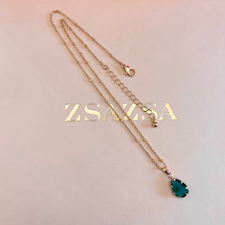 Teardrop green rhinestone pendant
