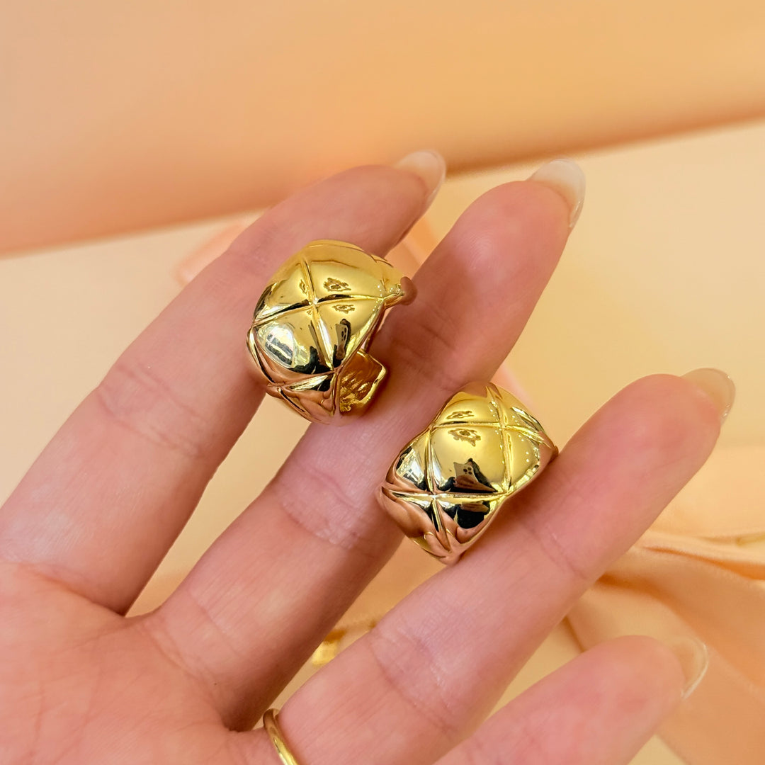 Casual cross gold plated sterling silver hoops