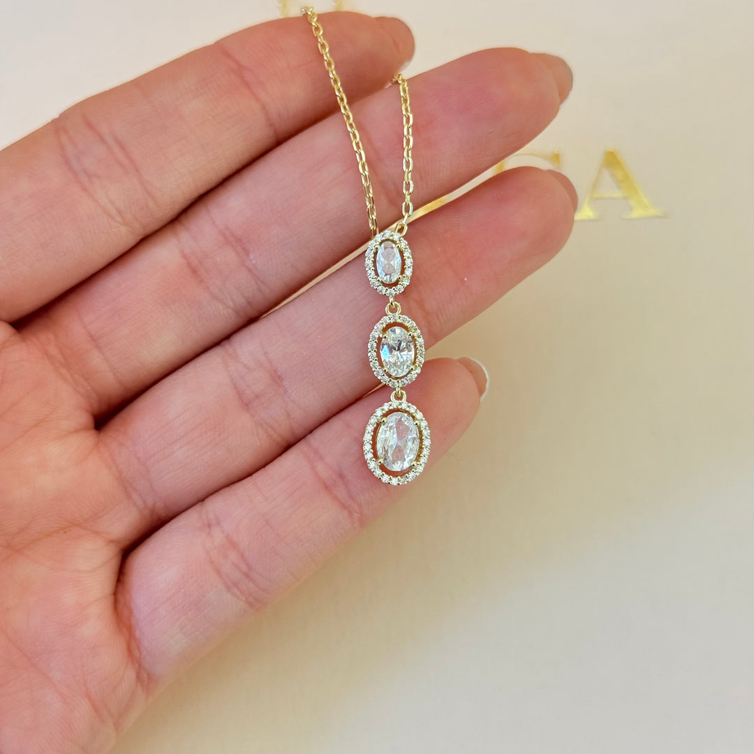 Oval zircone Sterling silver gold plated set