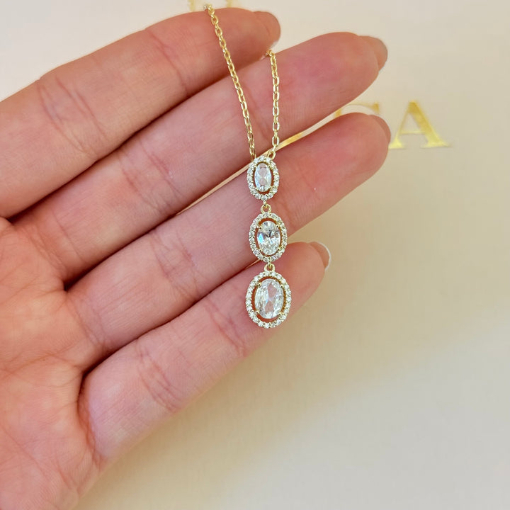 Oval zircone Sterling silver gold plated set