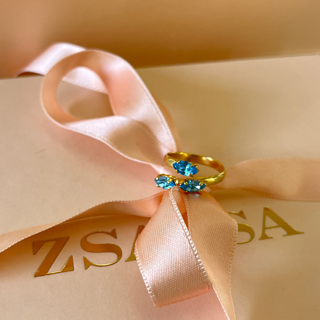 Turquoise marquise Swarovski crystals ring
