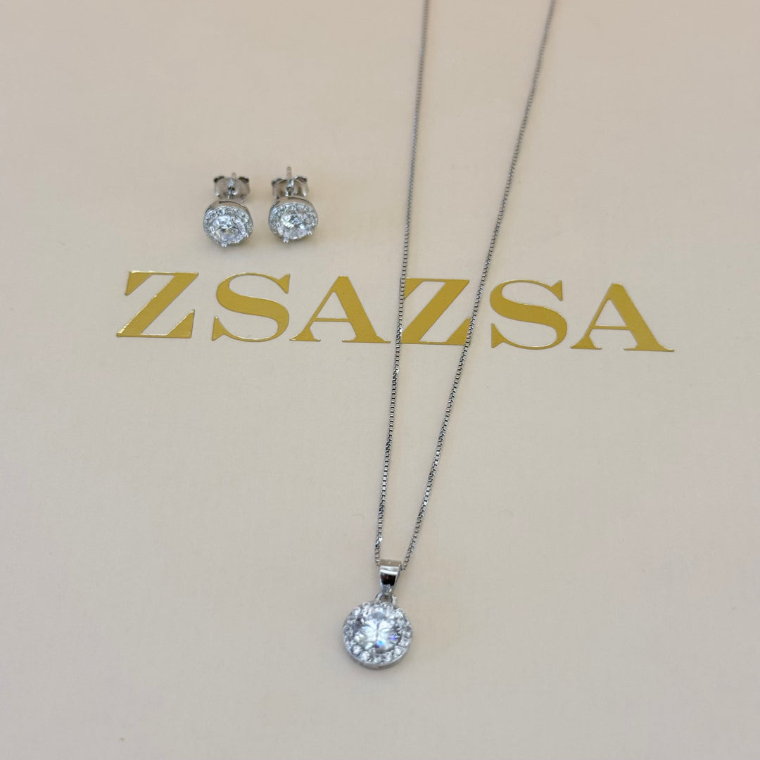 Round zircone sterling silver set