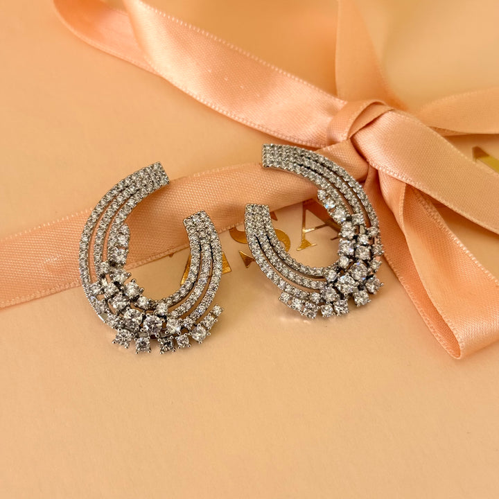 Statement zircone silver earrings