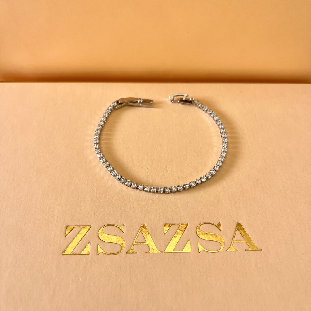 Tennis zircone white gold plated set