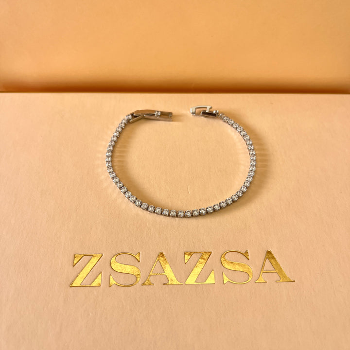 Tennis zircone white gold plated set