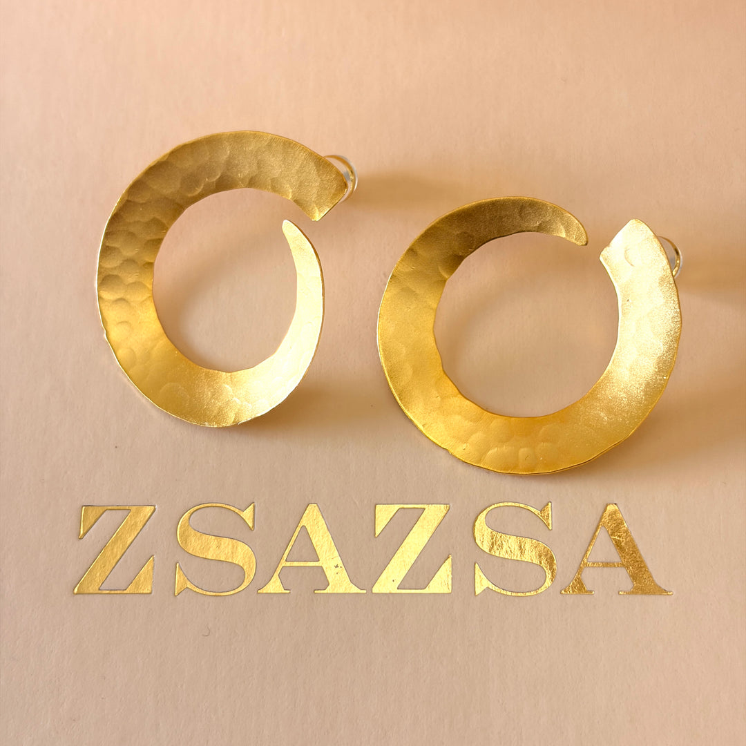 Handmade Overlapping Circle Gold Earrings | Gold Plated | ZsaZsa