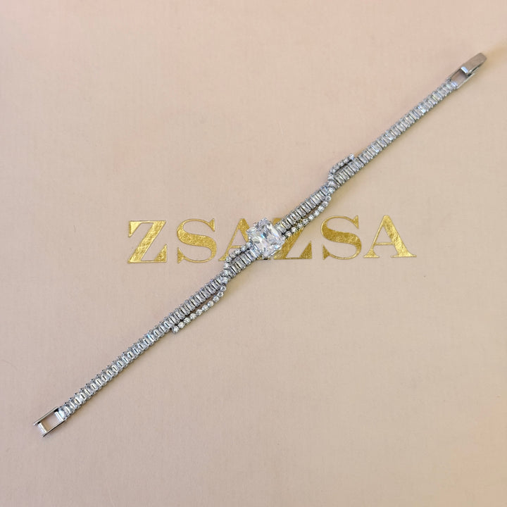 Zircone baguette silver bracelet