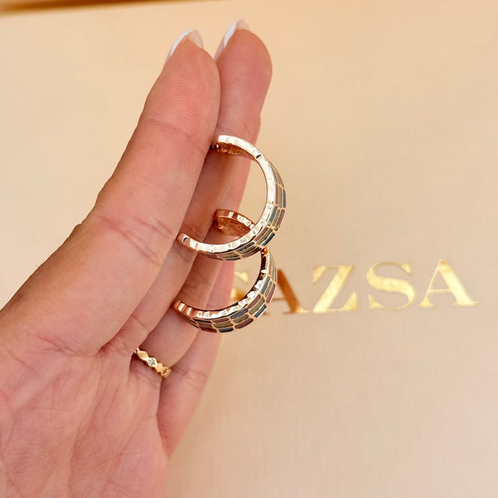 Brick Red, Blue & Bronze Rose Gold Plated Enamel Set