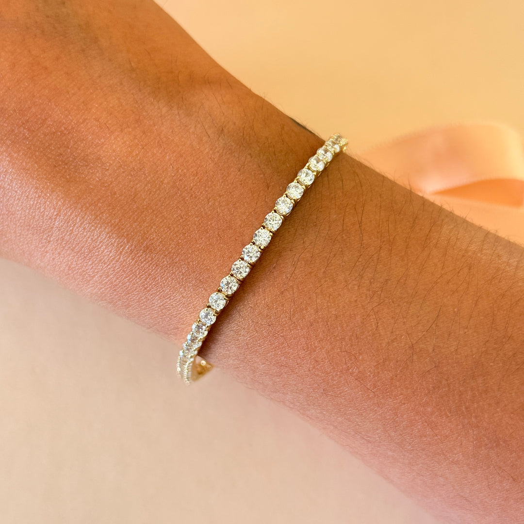 Zircone tennis gold plated sterling silver bracelet