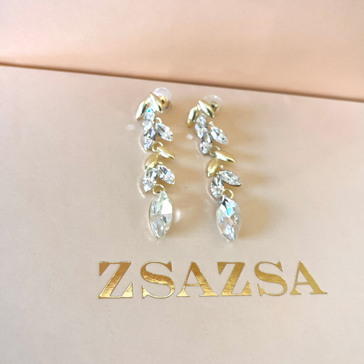 Swarovski crystals marquise gold plated set