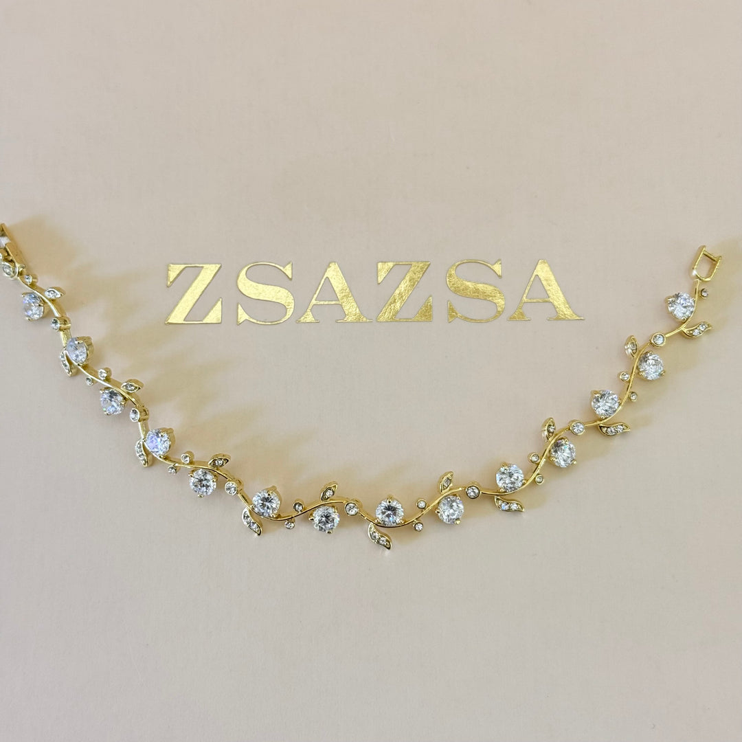 Teardrop and leaves zircone gold plated set