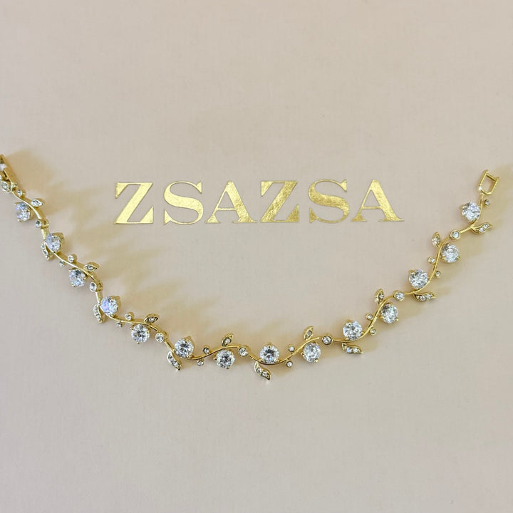 Teardrop and leaves zircone gold plated set