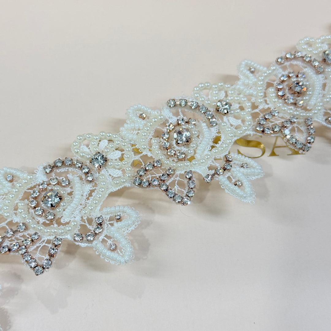 Rhinestone and pearl handmade rose gold headband