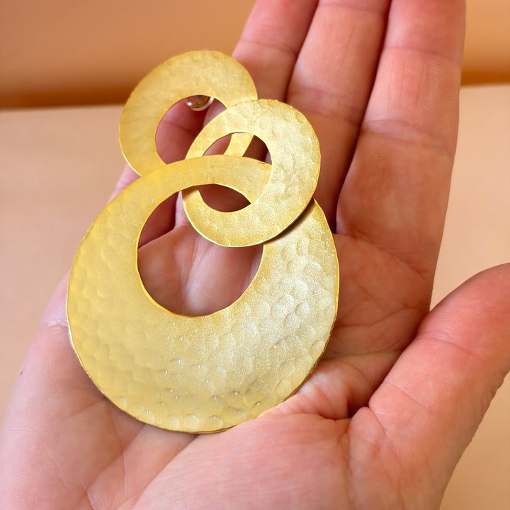 Handmade 3 Interlocking Circles Gold Earrings | Gold Plated | ZsaZsa