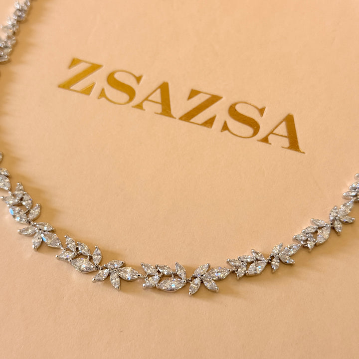 Marquise dainty zircone silver necklace