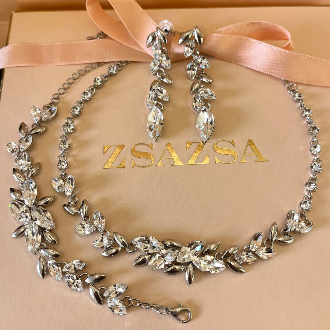 Swarovski crystals marquise gold plated set