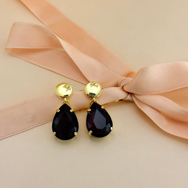Teardrop plum Swarovski crystal earrings and ring