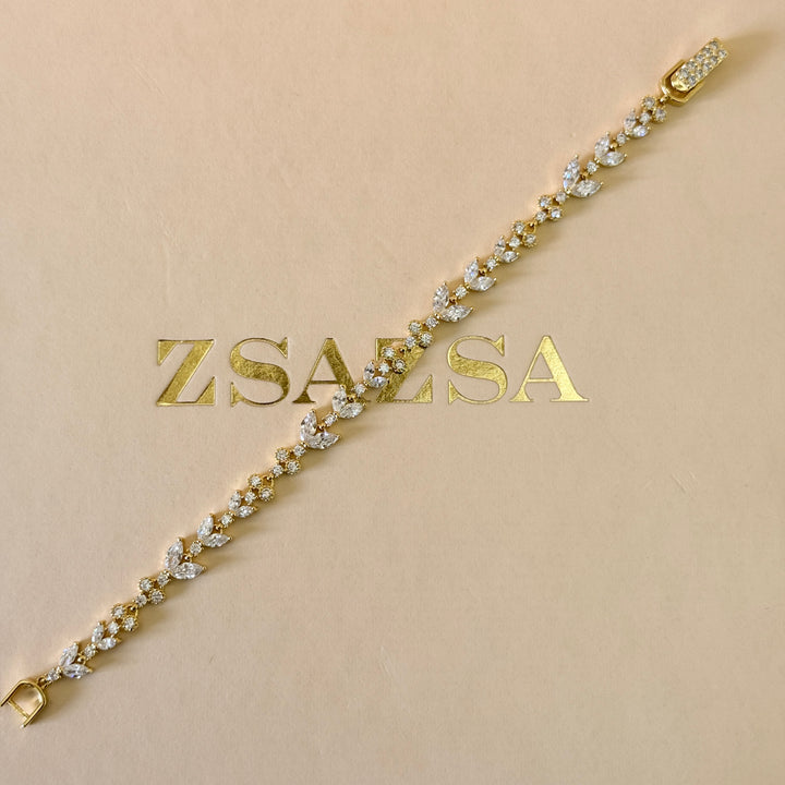 Marquise zircone gold plated earrings and bracelet