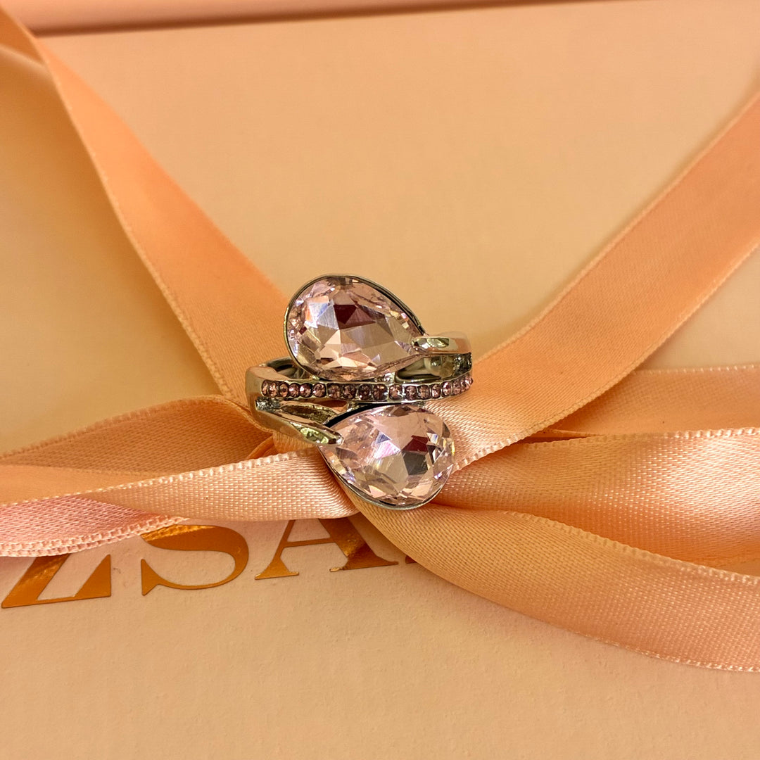 Double teardrop light pink silver plated set