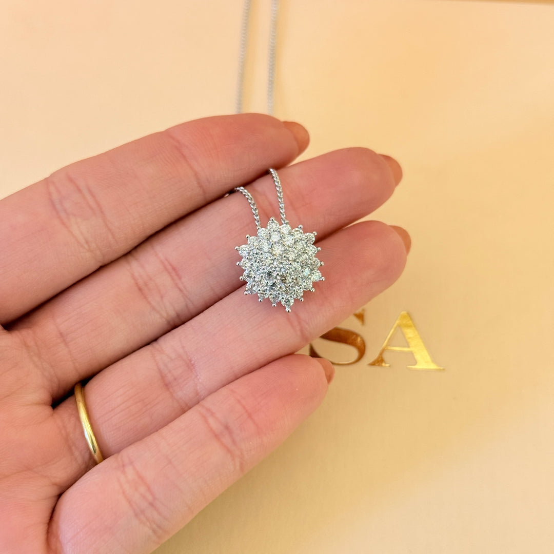 Flower Zircone silver pendant and bracelet