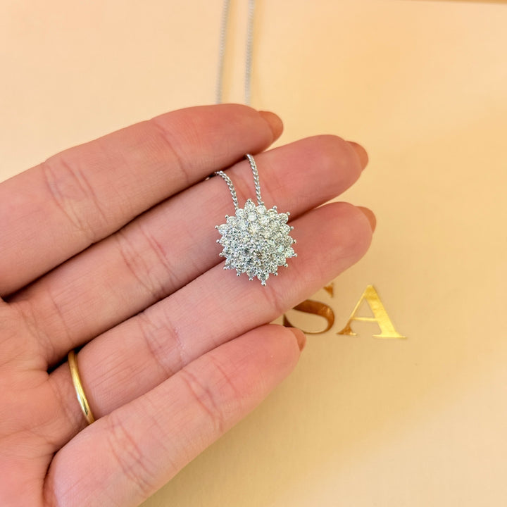 Flower Zircone silver pendant and bracelet