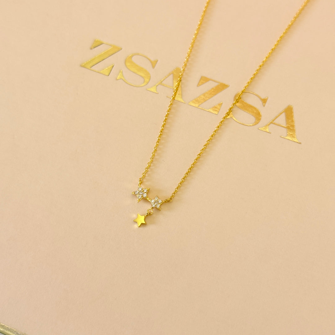Zircone dainty stars gold plated pendant