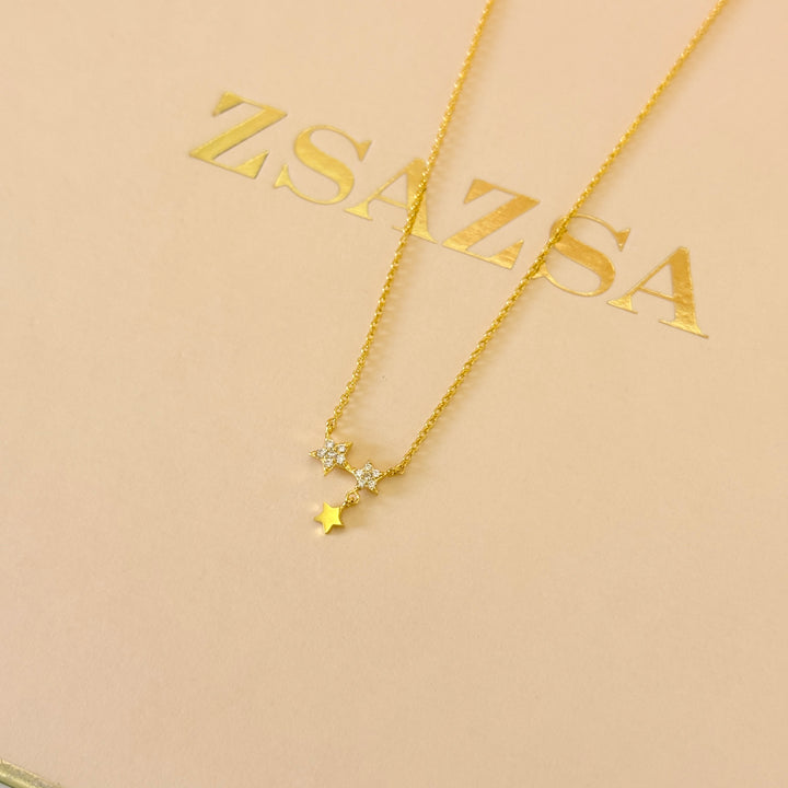 Zircone dainty stars gold plated pendant