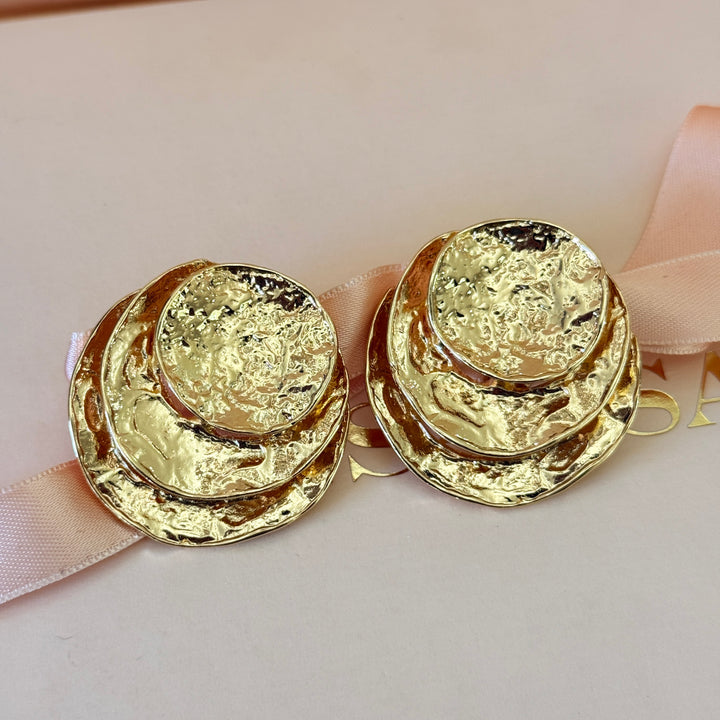 Plain chunky gold plated clip on earrings