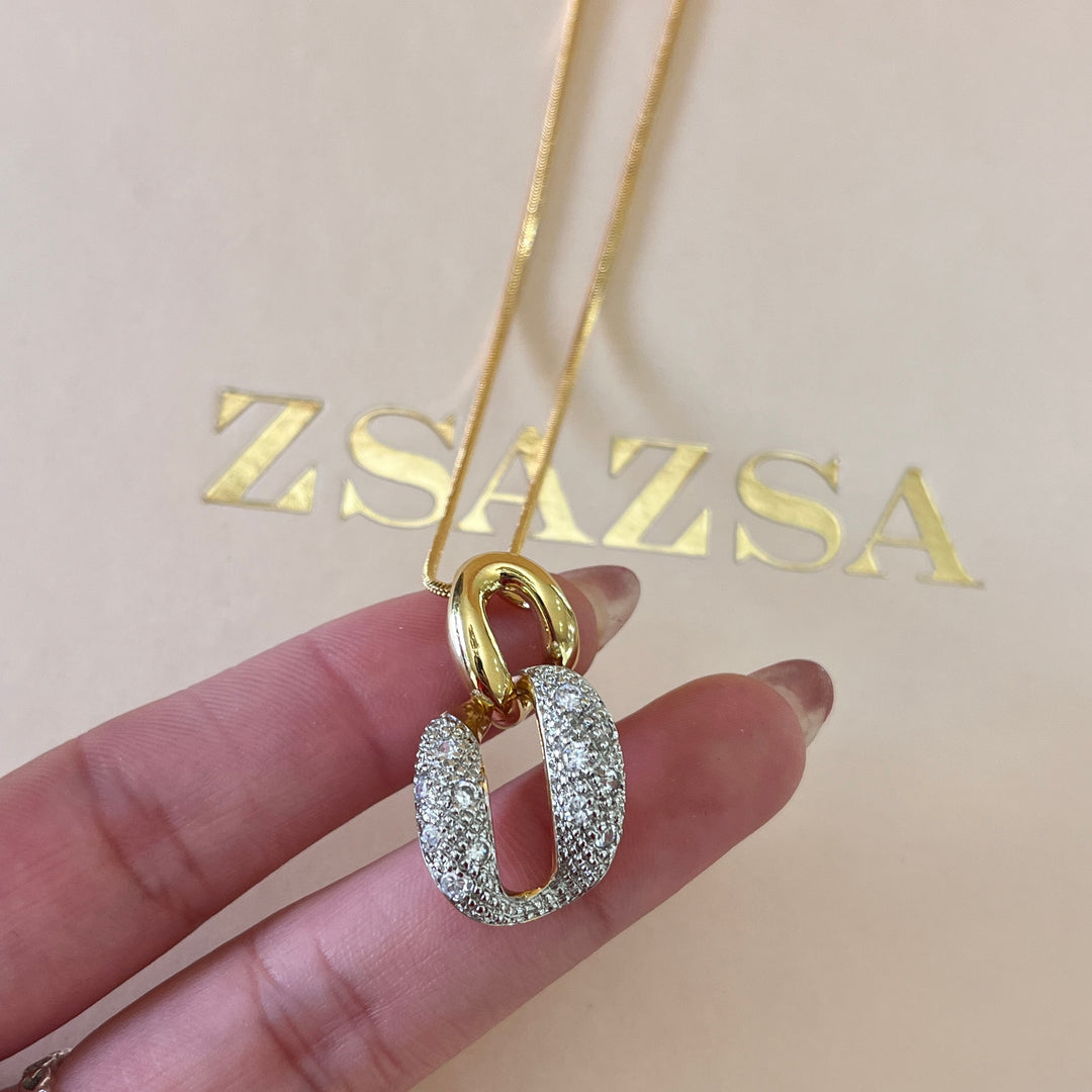 Swarovski crystals chain gold plated pendant