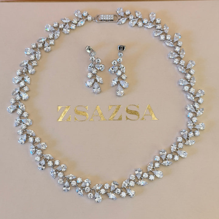 Chunky Marquise and teardrop zircone silver set