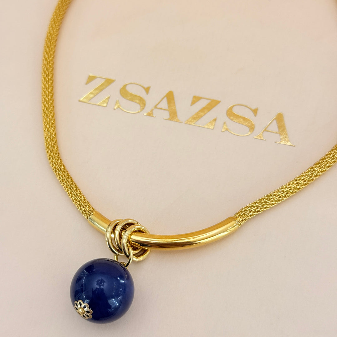 Navy blue ball casual gold plated set