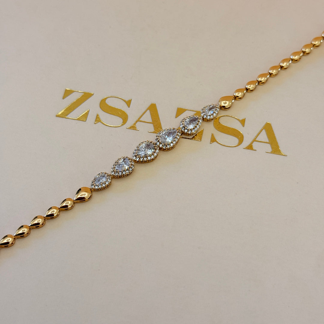 Teardrop zircone gold plated bracelet
