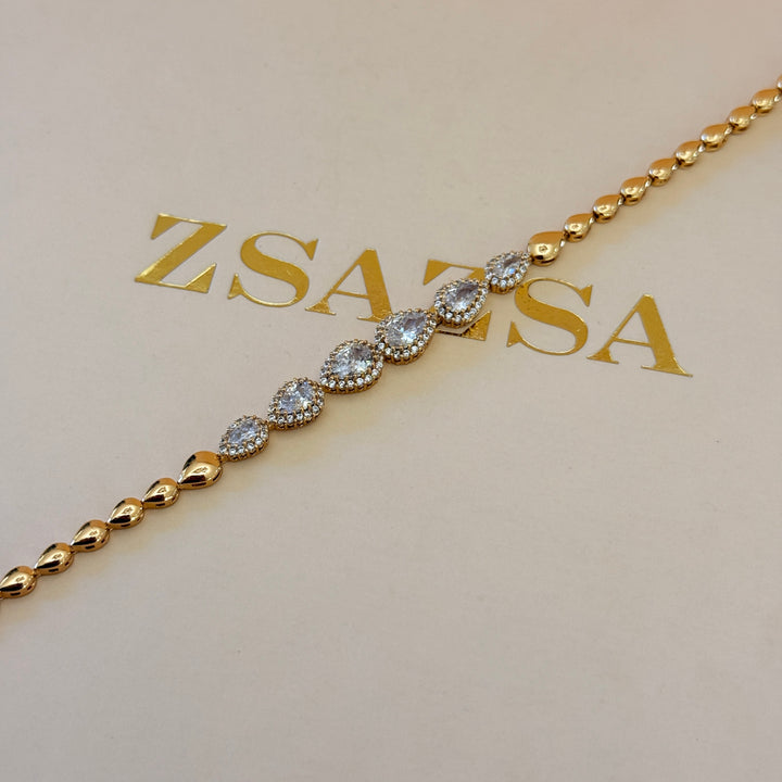 Teardrop zircone gold plated bracelet