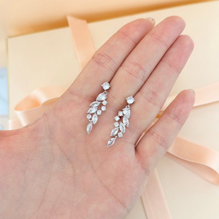 Marquise zircone silver earrings and bracelet