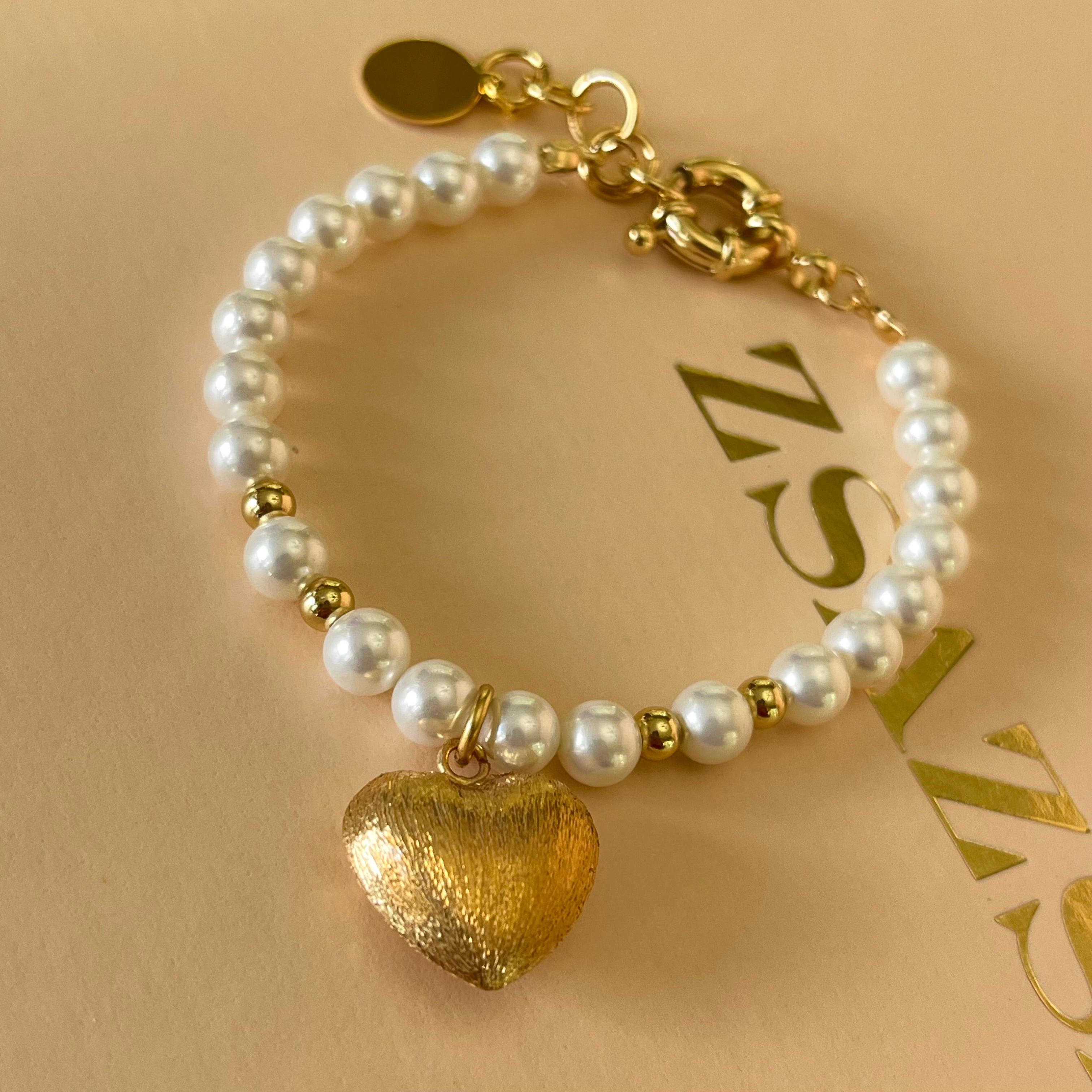 Heart gold & pearls set