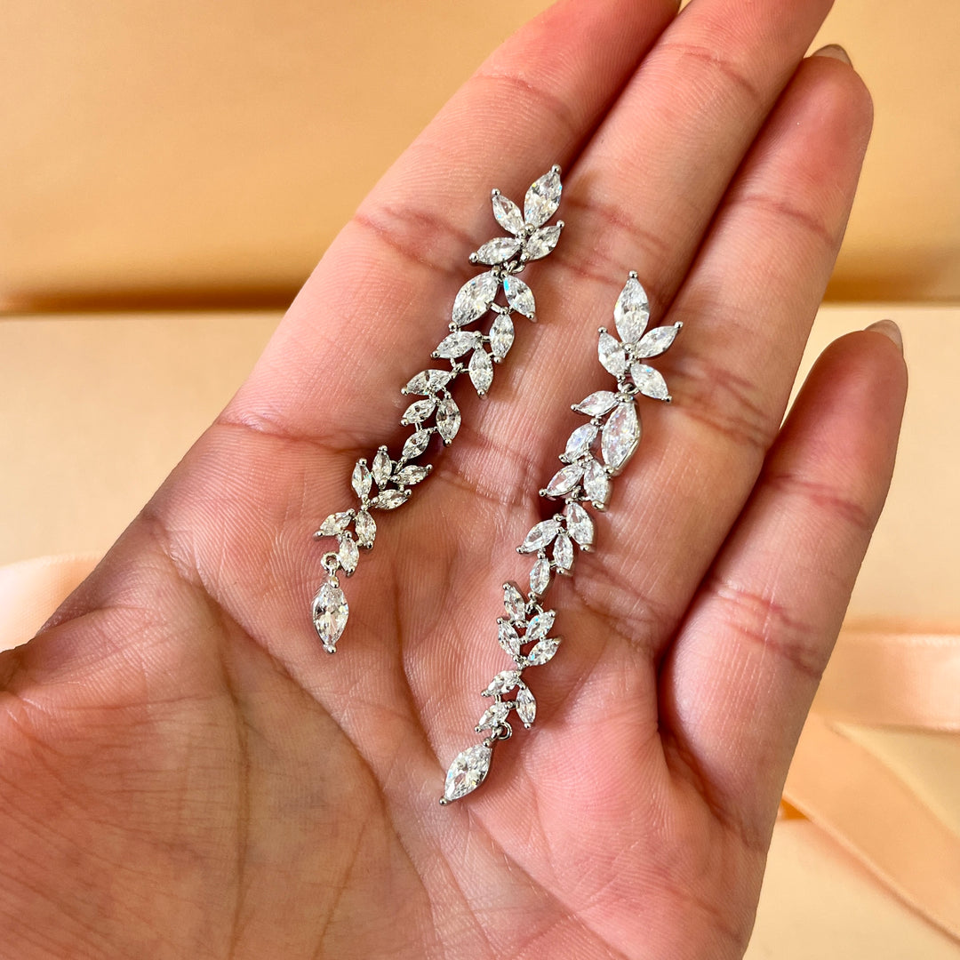 Marquise zircone white gold plated set